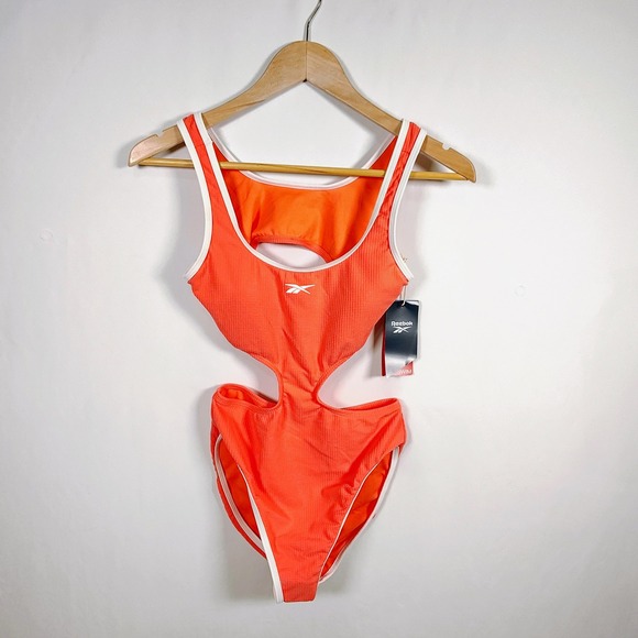 Reebok Other - Reebok Womens One Piece Swimsuit Red Binding Side Cut Outs J420510 Small NEW